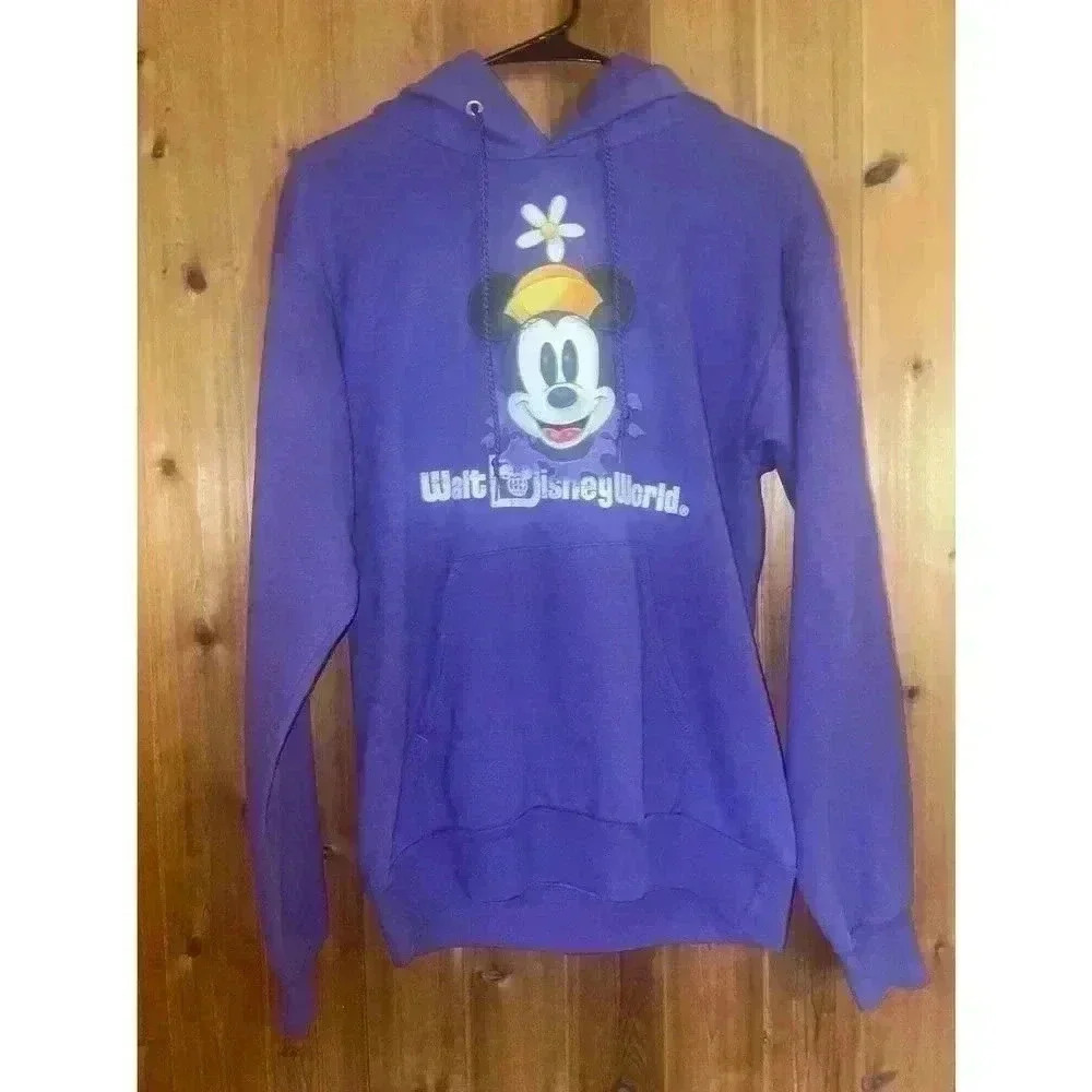 Rare Walt Disney World Purple Minnie Mouse Pullover Hoodie Size Small